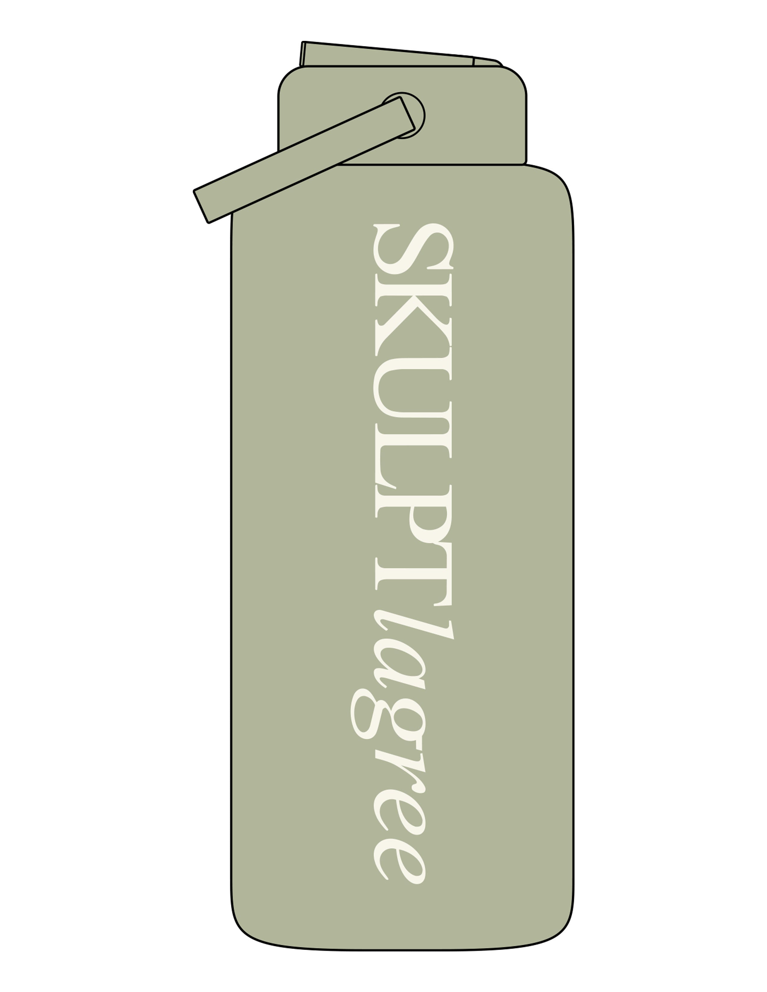 The Wide Mouth Water Bottle - Pistachio - Skulpt Lagree - Center Body - Printed - Off White