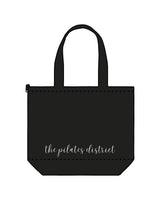 The Zipper Tote Bag - Black - THE PILATES DISTRICT - Center Bottom - Printed -  White