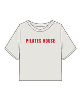 The Heavyweight Crop Tee - Washed Bone - PHS - Center Chest & Back Stacked - Printed - Red