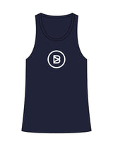 The Womens Full Length Tank - Navy - Bond Fitness - Center Chest Round - Printed - White