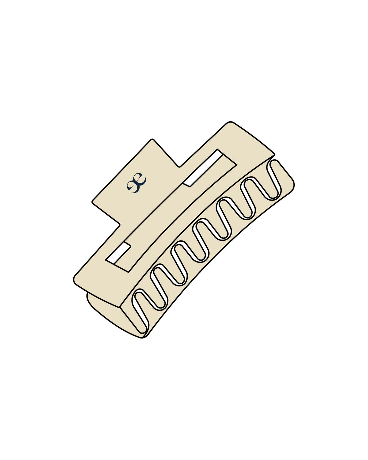 The Claw Hair Clip - Cream - Evolve Lagree - Top Logo - Printed - Navy