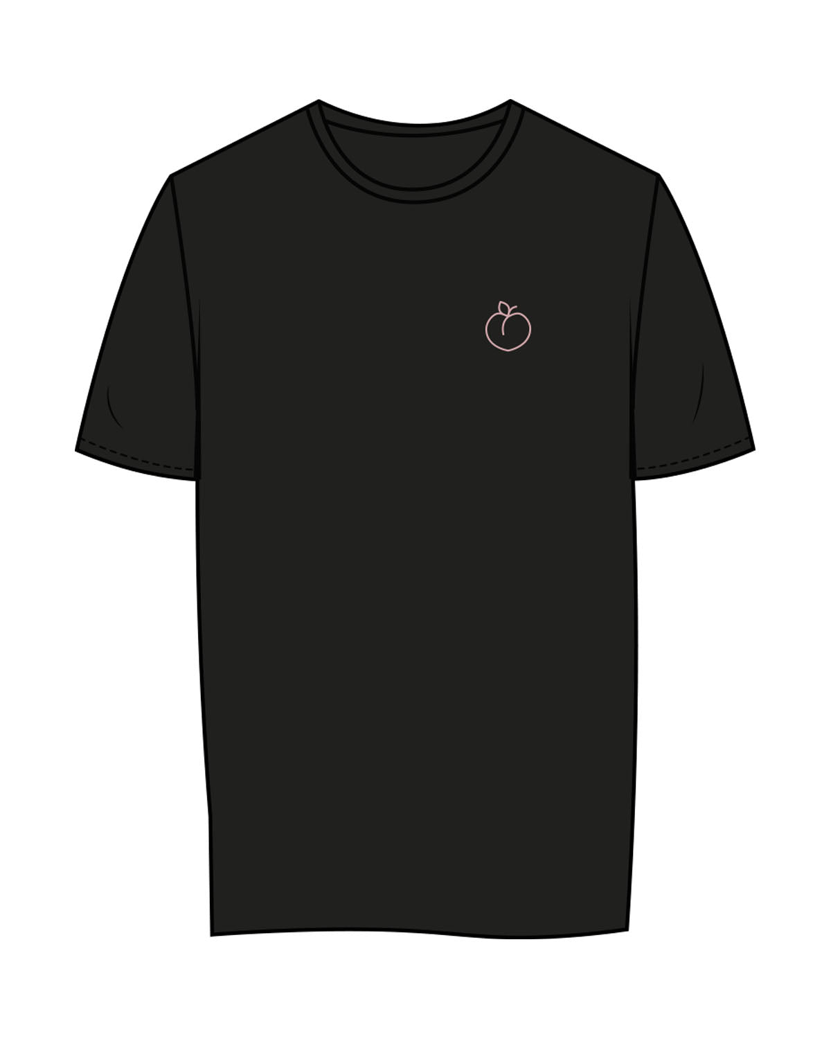The Womens Tee - Black - Peachy Glow - Left Chest & Back Stacked - Printed - Light Pink