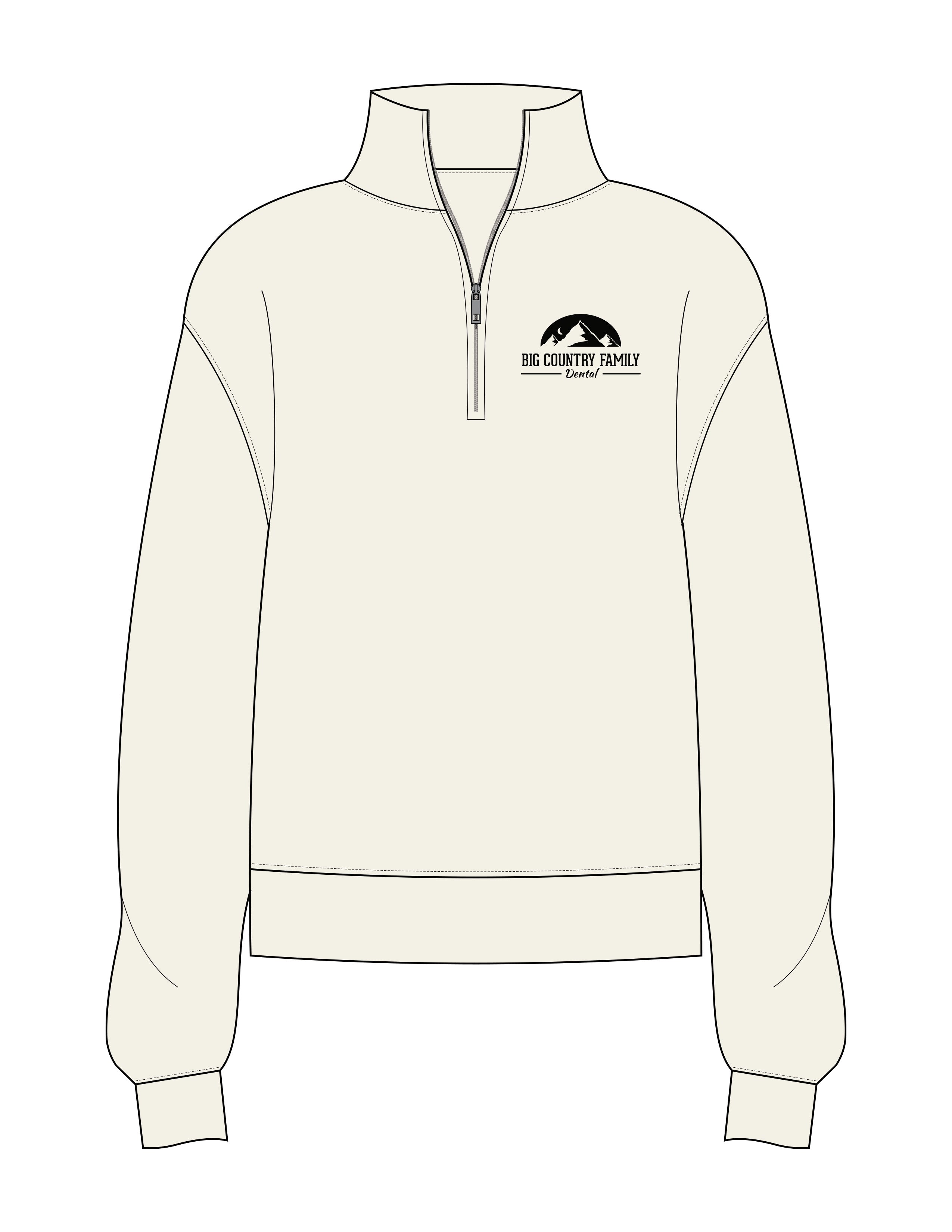 The Mens 1/4 Zip - Off White - BCFD - Left Chest Stacked - Printed - Black