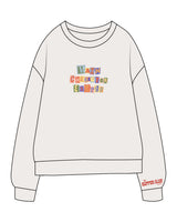 The Midweight Unisex Crewneck - Washed White - The Supper Club - Left Arm & Center Chest Stacked - Full Color