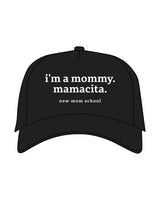 The Canvas Cap - Black - New Mom School - Center Crown Stacked - Printed - White
