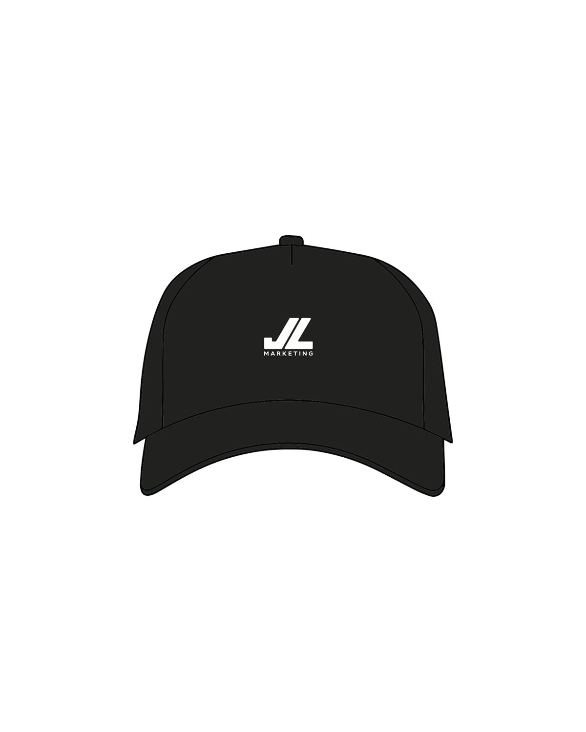 The Trucker Hat - Black - JL Marketing - Center Crown - Embroidered - White
