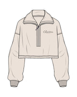 The Suede 1/2 Zip - Latte - Chosen Foods - Left Chest Stacked - Embroidered - Tone on Tone