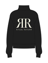 The Mens 1/4 Zip - Black - Ritual Reform - Left Chest & Back Stacked - Printed - Off White