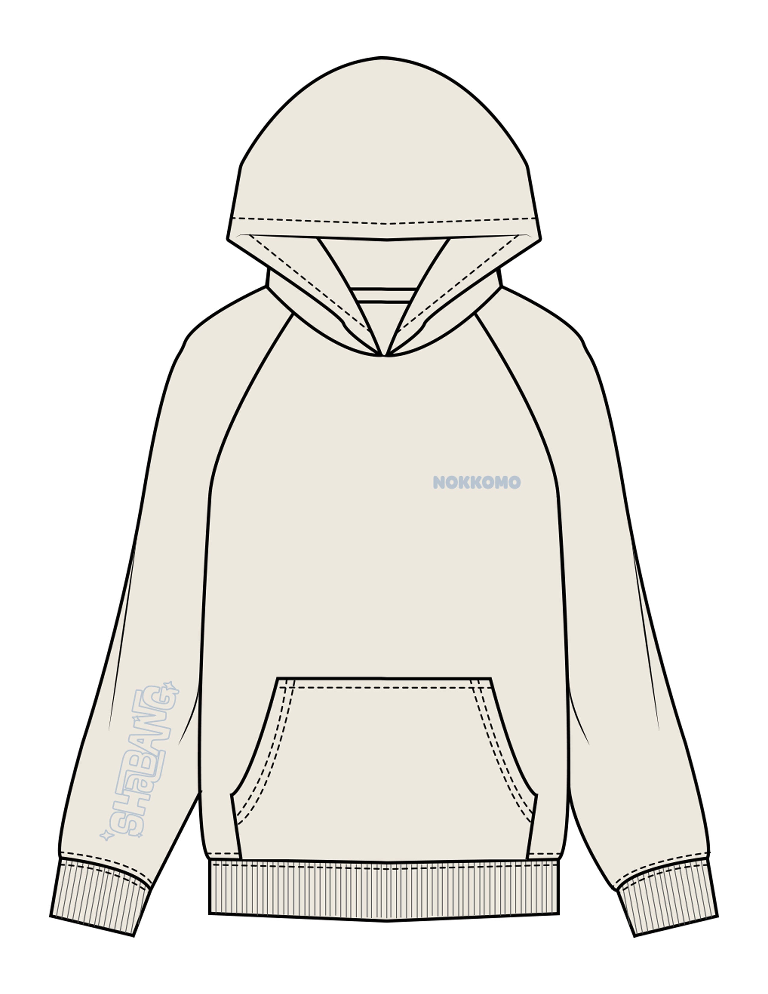 The Mens Hoodie - Off White - Nokkomo Mints - Left Chest & Right Sleeve - Printed - Light Blue