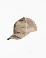 The Trucker Hat - Camo / Sand - Karve Lagree Fit - Center Crown - Embroidered - Sand