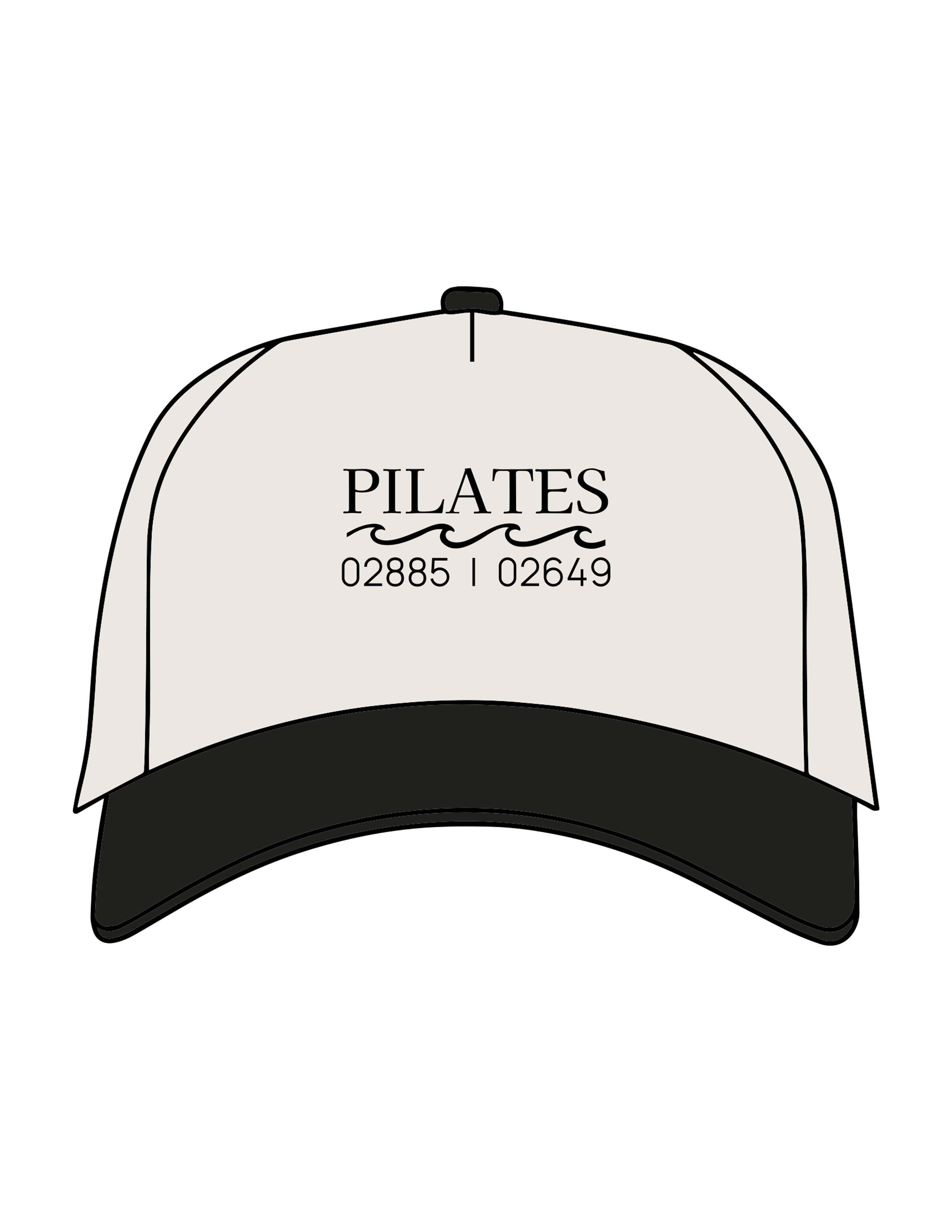 The Canvas Cap - Natural / Black - Studio47 Pilates - Center Crown Stacked - Printed - Black