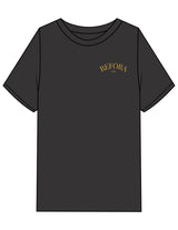 The Mens Heavyweight Tee - Washed Charcoal - REFORA - Left Chest Arc Stacked & Back Stacked - Printed - Gold
