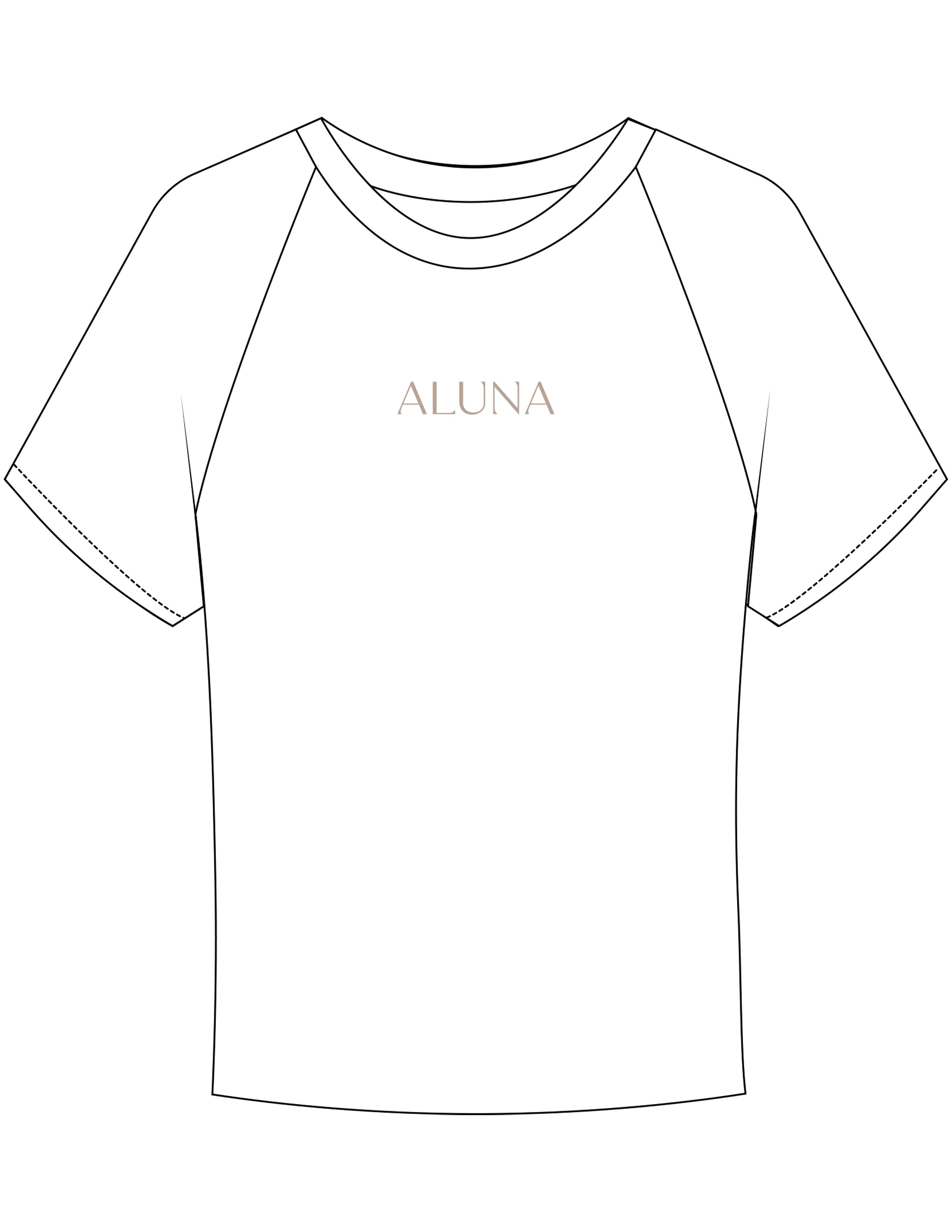 The Micro Rib Baby Tee - White - Aluna Restore - Center Chest - Printed - Taupe