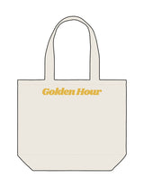 The Tote Bag - Natural - Golden Hour RI - Upper Body "GOLDEN HOUR" - Printed - Gold