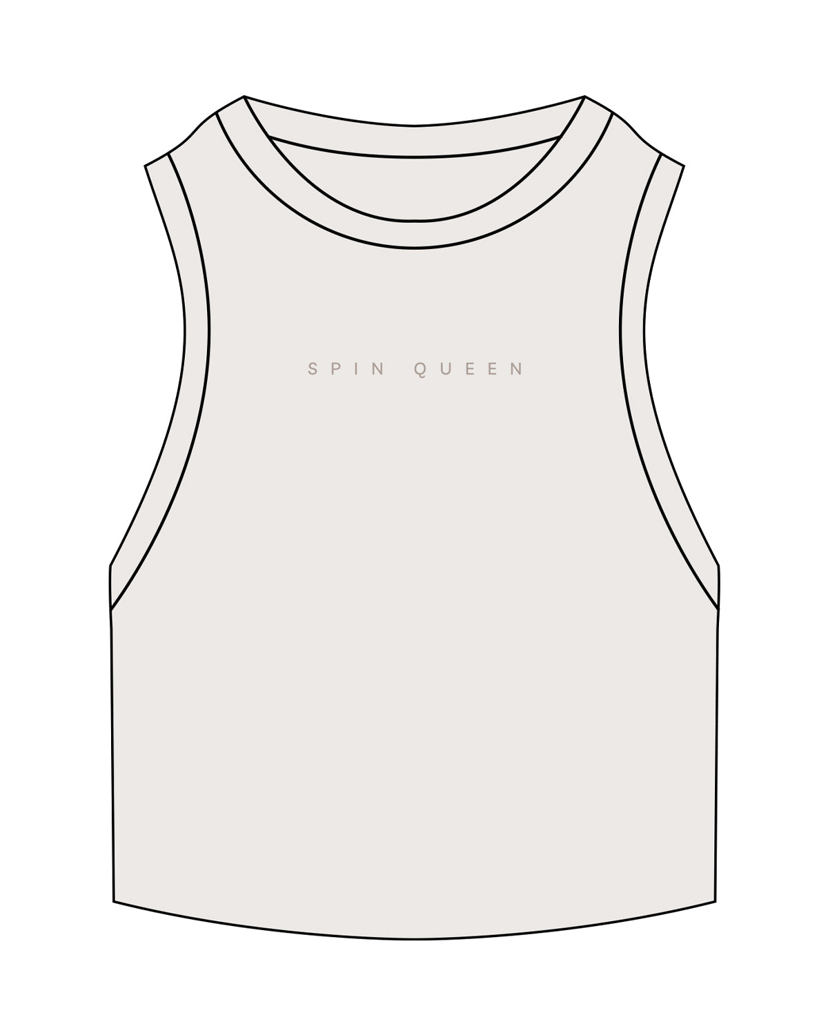 The Ribbed Crop Tank - Bone - Spin Queen - Center Chest - Embroidered - Tone on Tone