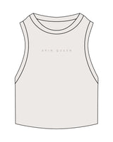 The Ribbed Crop Tank - Bone - Spin Queen - Center Chest - Embroidered - Tone on Tone