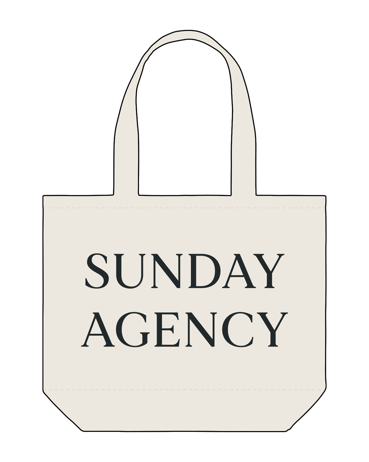 The Tote Bag - Natural - Sunday Agency - Front Stacked & Back Layered - Printed - Black