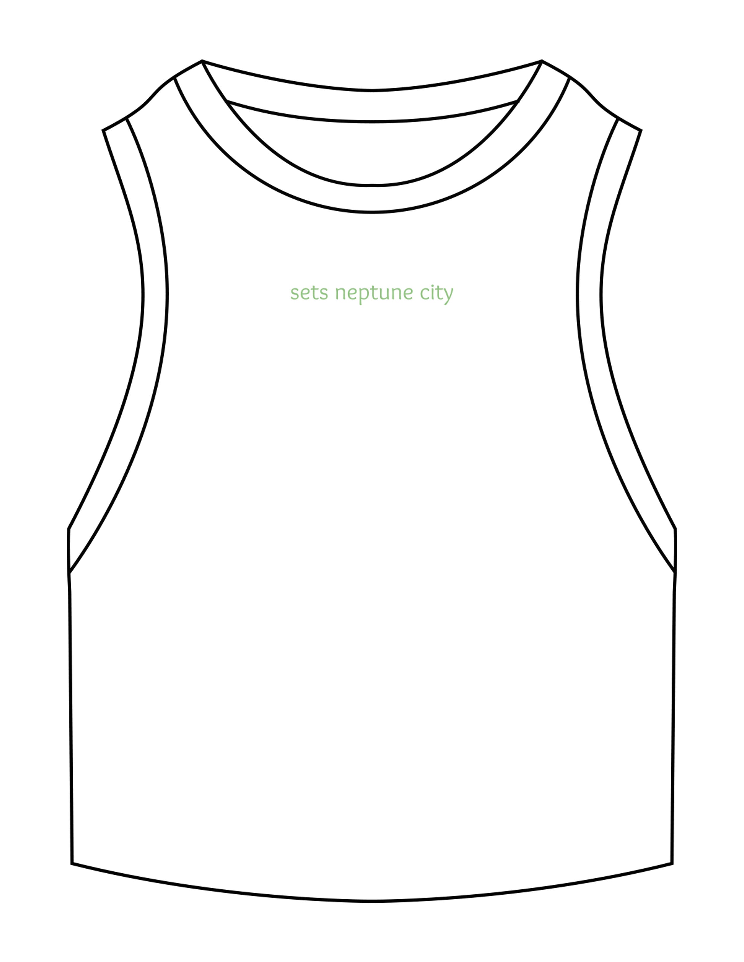 The Ribbed Crop Tank - White - SETSBUILT - Center Chest - Embroidered - Green