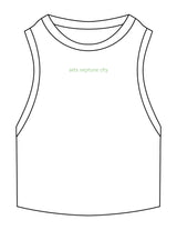 The Ribbed Crop Tank - White - SETSBUILT - Center Chest - Embroidered - Green