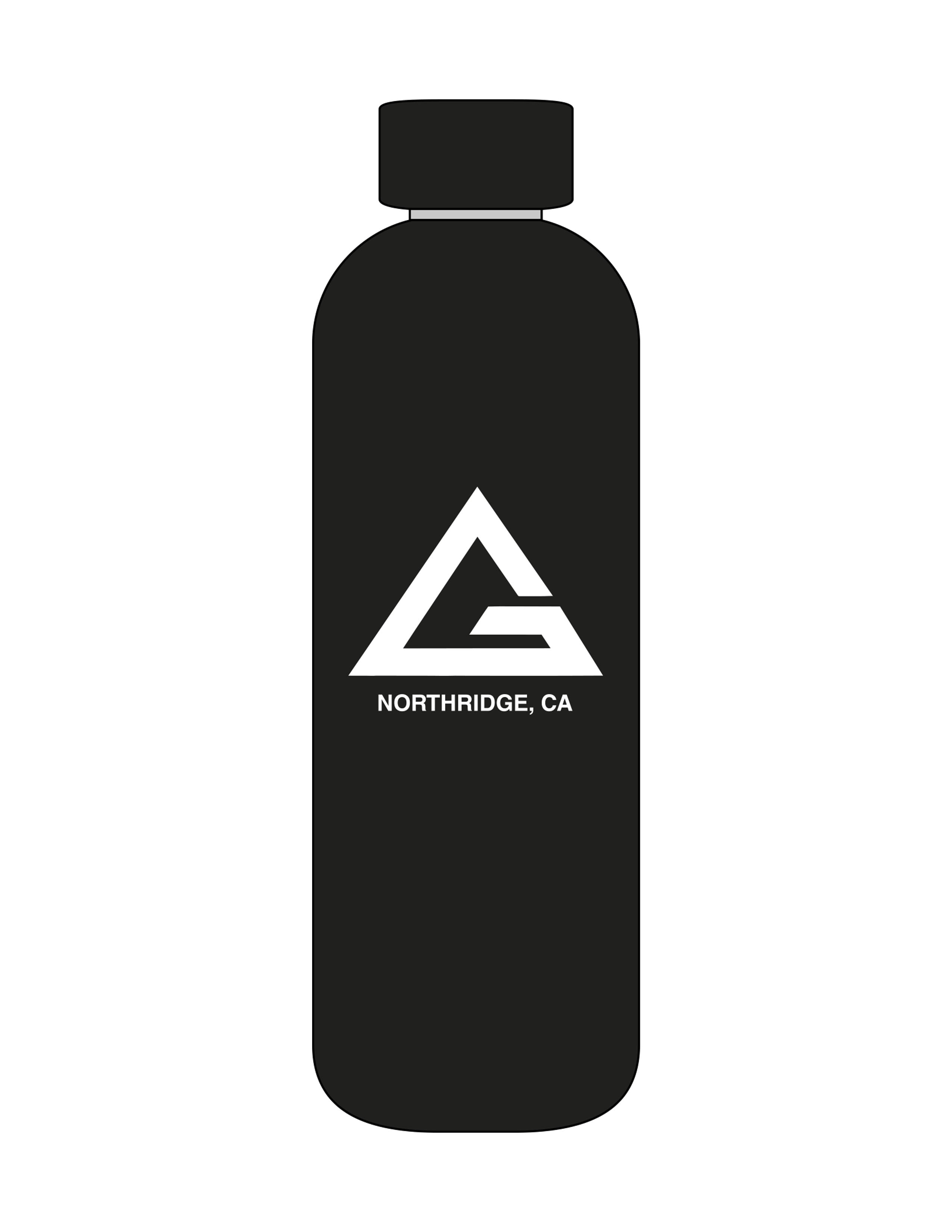 The Water Bottle - Black - Gracie B.N - Center Body Stacked - Printed - White