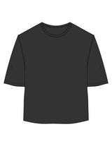The Oversized Crop Tee - Black - Pilates Movement - Back Stacked - Printed - White