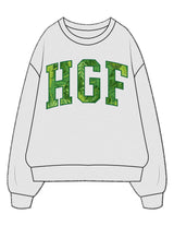 The Mens Crewneck - White Heather - Higher Ground - Center Chest "LEAVES" - Printed - Full Color