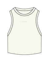 The Ribbed Crop Tank - Off White - Reform Fitness - Center Chest - Embroidered Tone on Tone