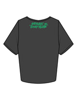 The Crop Tee - Charcoal - Fase Lagree - Front Bottom & Back Neckline - Printed - Emerald