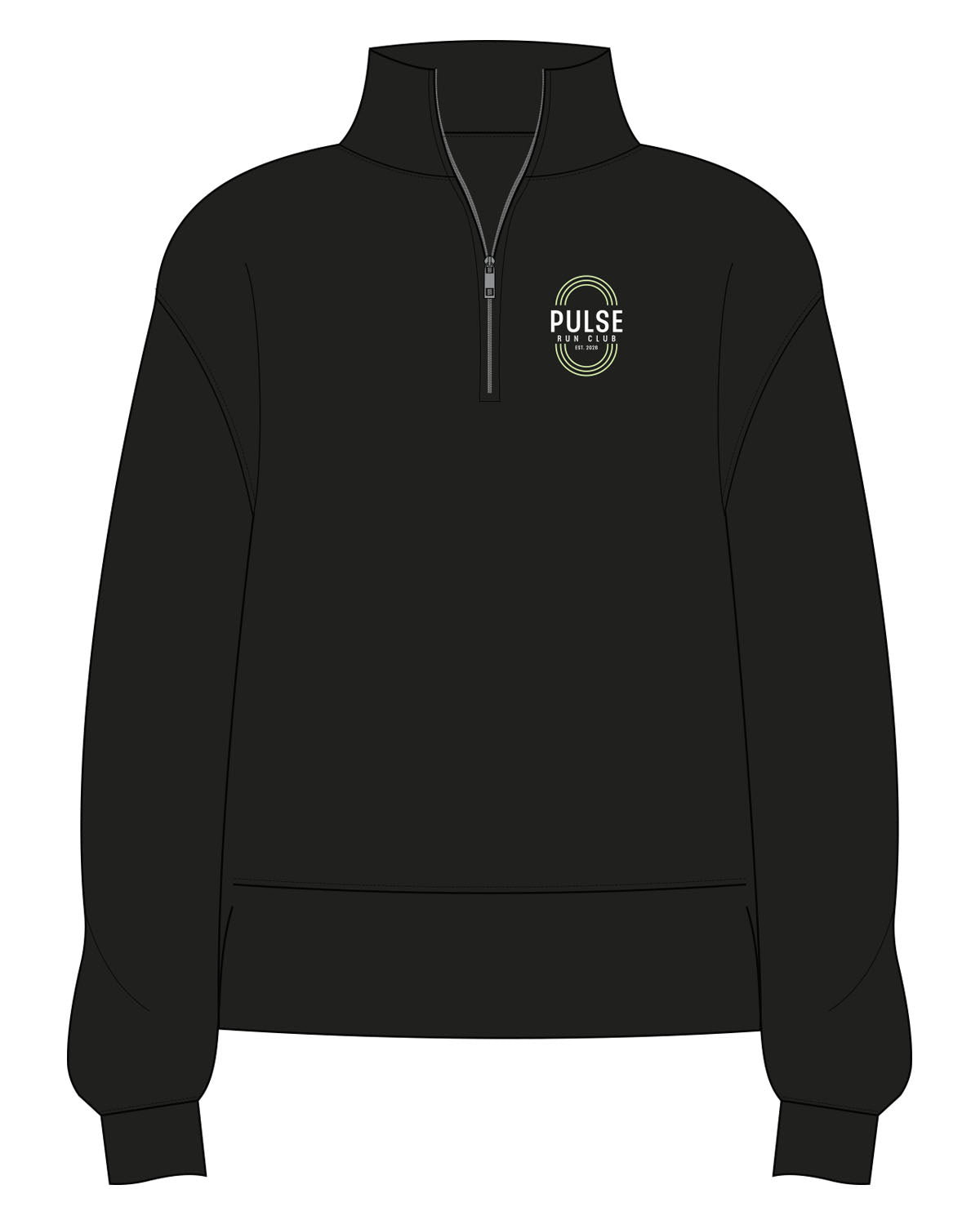 The Womens 1/4 Zip - Black - Pulse 712 - Left Chest - Printed - Full Color