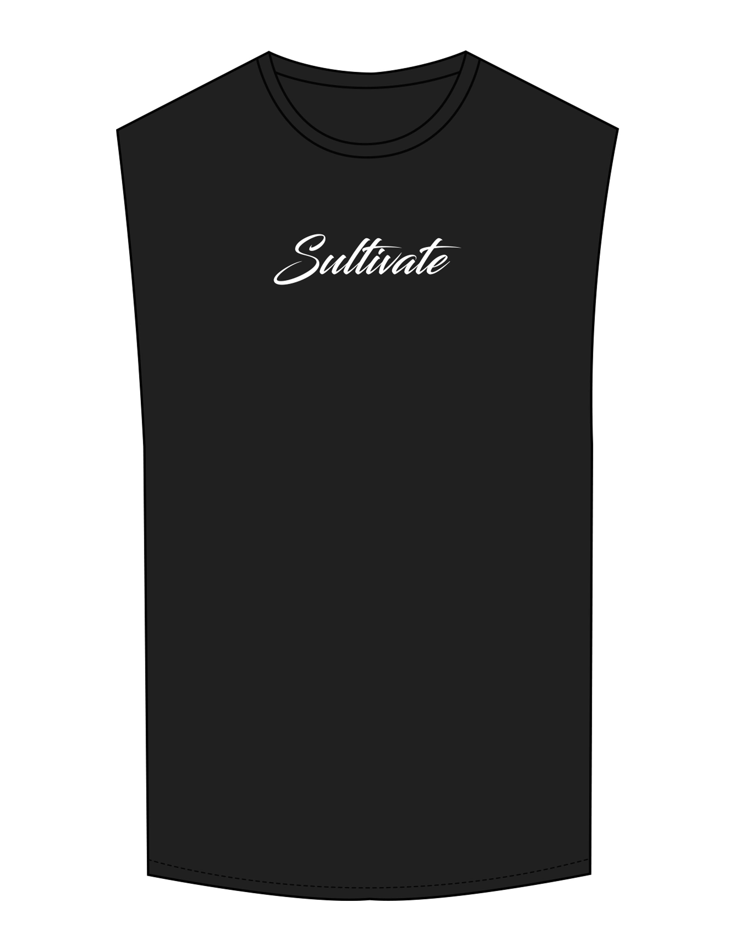 The Muscle Tank - Black - Sultivate - Center Chest - Printed - White