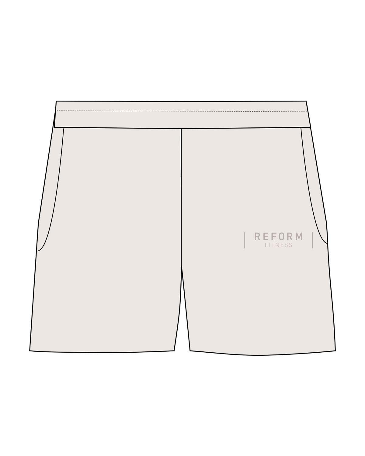 The Womens Sweat Shorts - Bone - Reform Fitness - Left Leg - Printed - Tone on Tone
