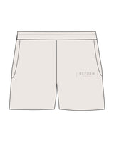 The Womens Sweat Shorts - Bone - Reform Fitness - Left Leg - Printed - Tone on Tone
