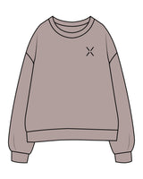 The Womens Crewneck - Washed Gray - Lagree Luxe - Left Chest "X" - Embroidered - Black