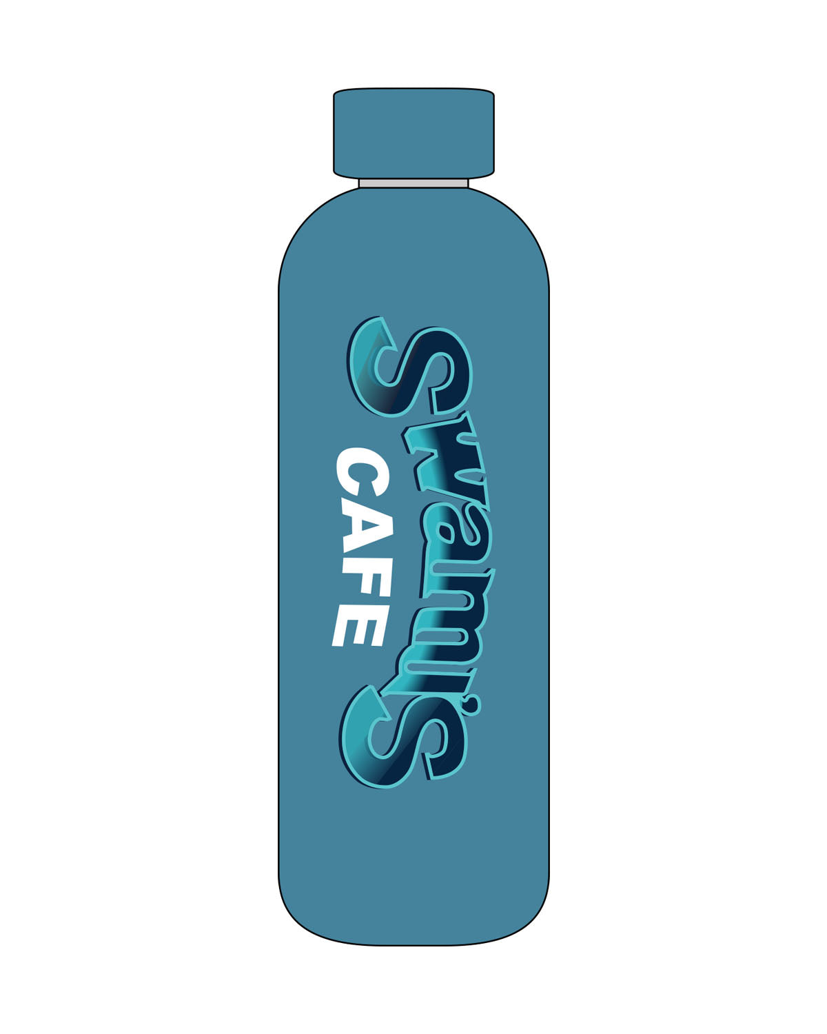 The Water Bottle - Teal - Swamis Core - Center Body Stacked - Printed - Full Color