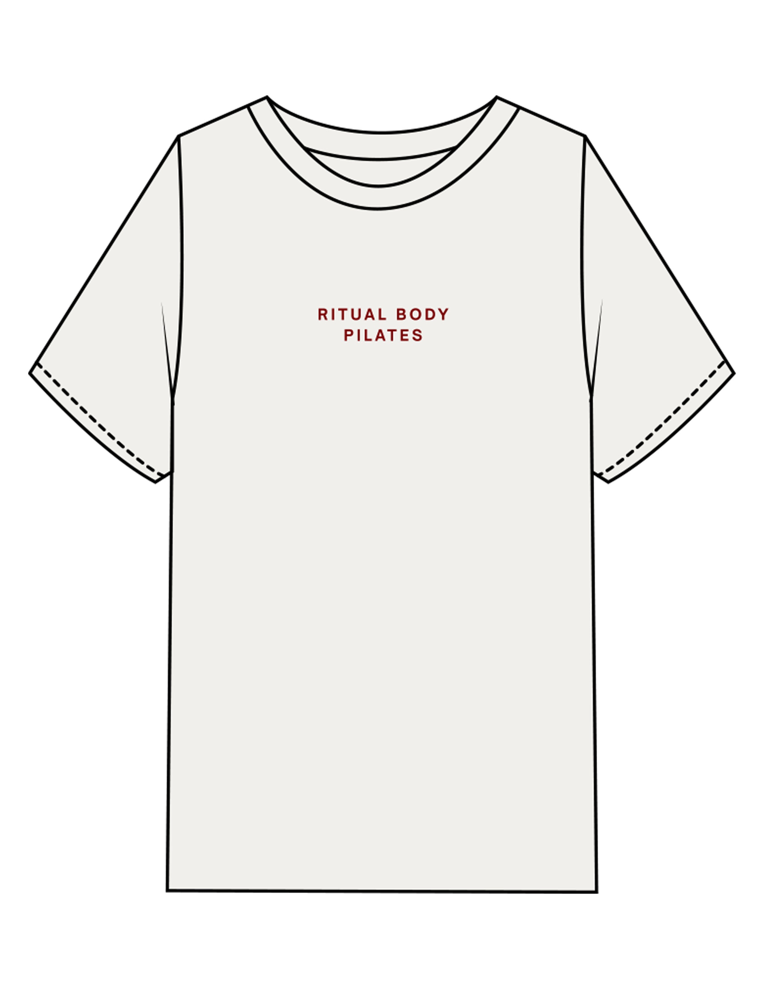The Mens Heavyweight Tee - Washed Off White - Ritual Body - Center Chest & Back Stacked - Printed - Maroon