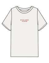 The Mens Heavyweight Tee - Washed Off White - Ritual Body - Center Chest & Back Stacked - Printed - Maroon