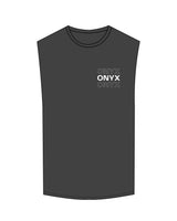 The Muscle Tank - Charcoal - Onyx Fit - Left Chest Stacked - White