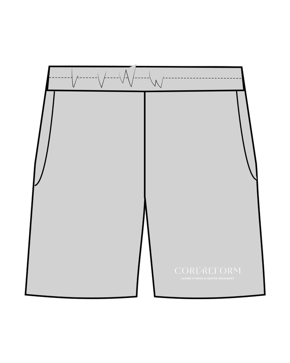 The Mens Sweat Shorts - Heather - Core Reform - Left Leg Stacked - Printed - Tone on Tone