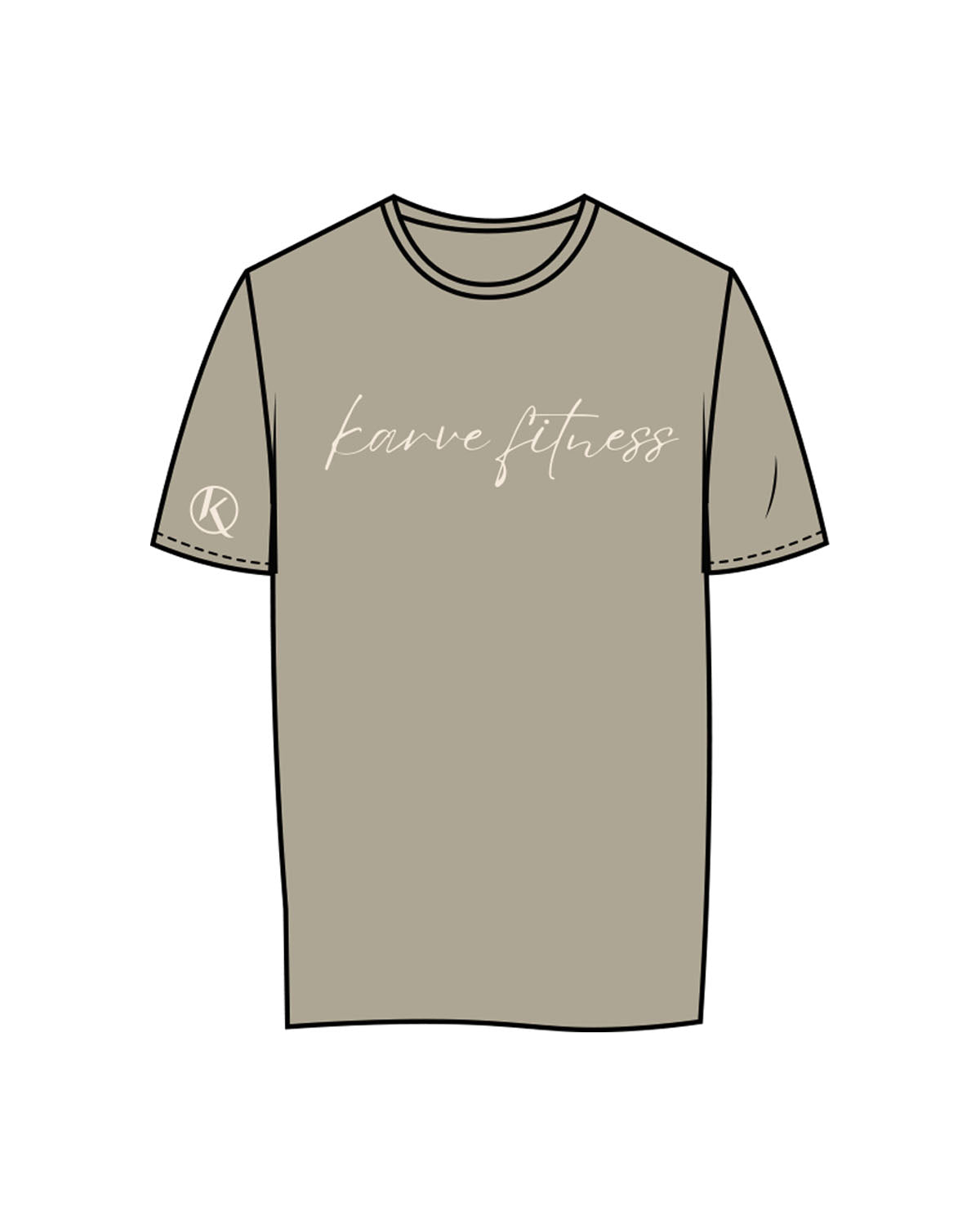The Womens Tee - Eucalyptus - Karve - Center Chest & Right Sleeve - Printed - Off White