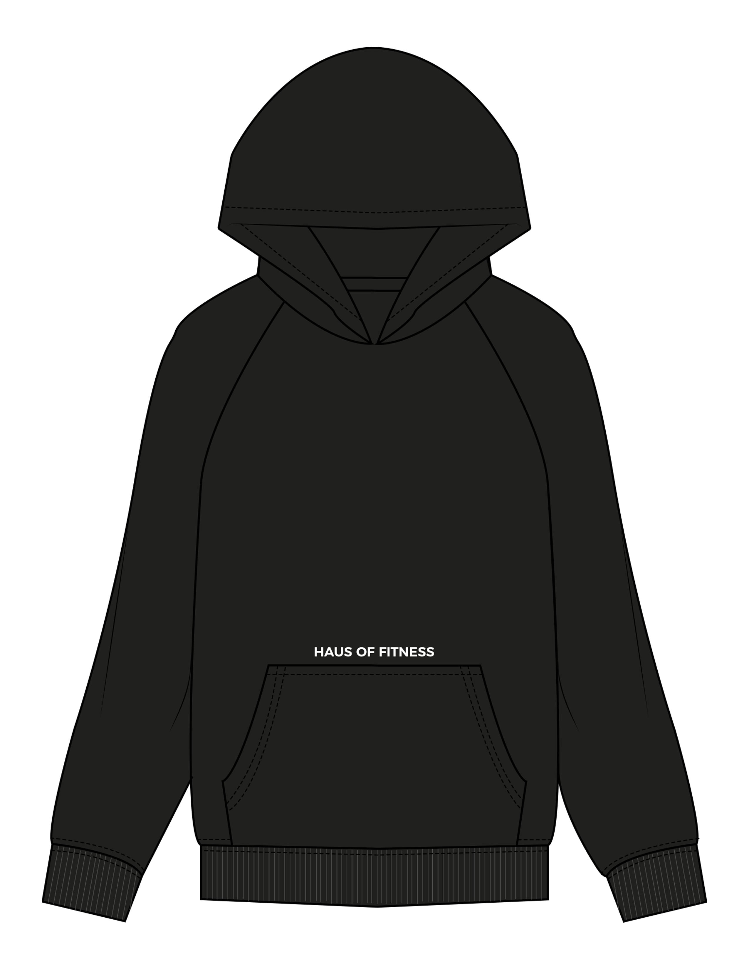 The Mens Hoodie - Black - Haus of Fitness - Front Pocket & Back Round - Printed - Full Color