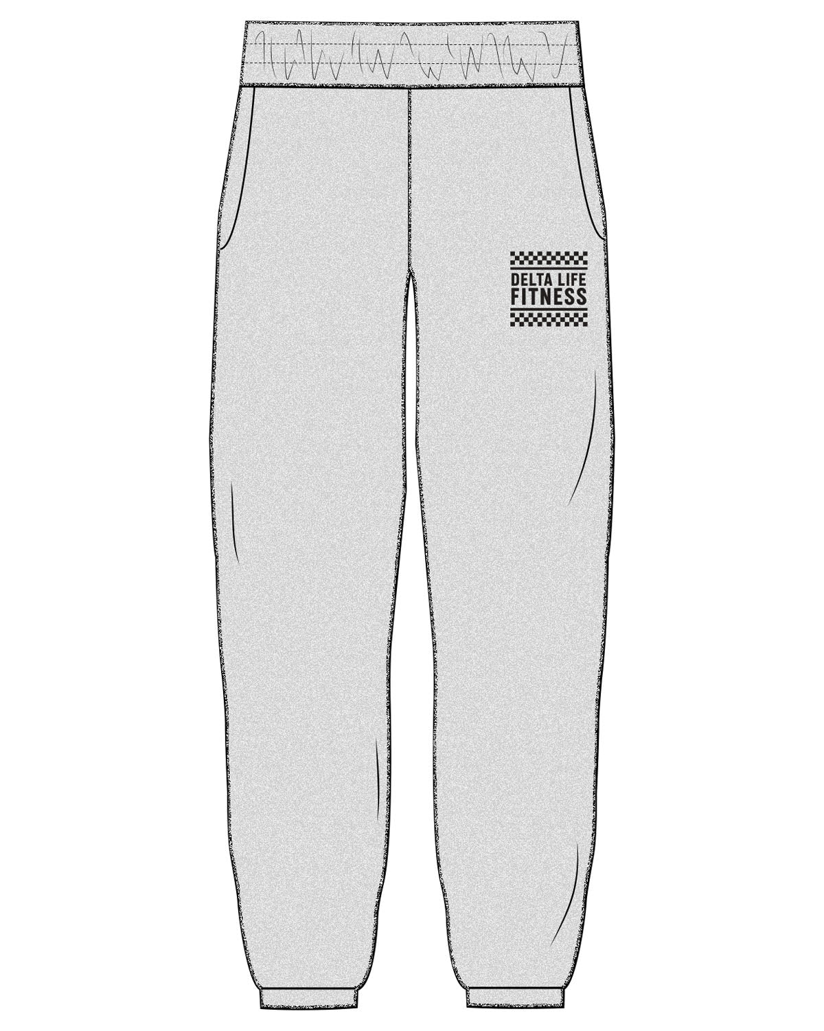 The Womens Sweatpants - Heather - Delta Fitness - Left Leg Stacked - Printed - 241f20