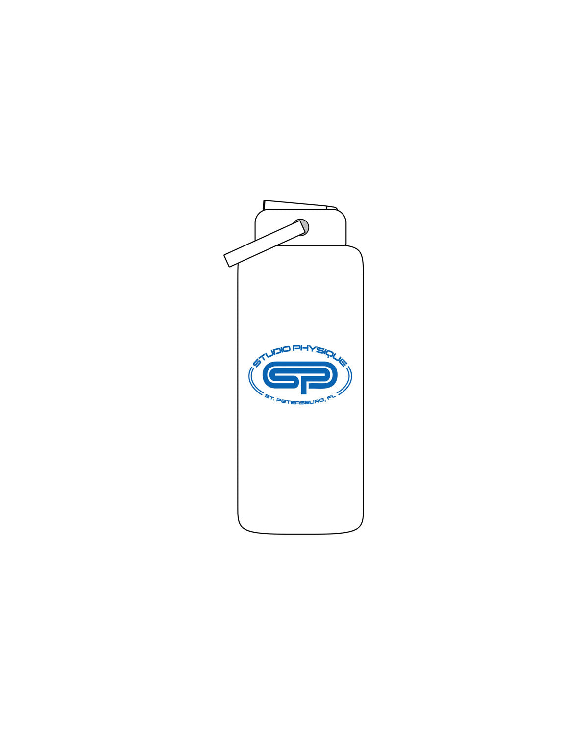 The Wide Mouth Water Bottle - White - Studio Physique - Center Body - Printed - Blue