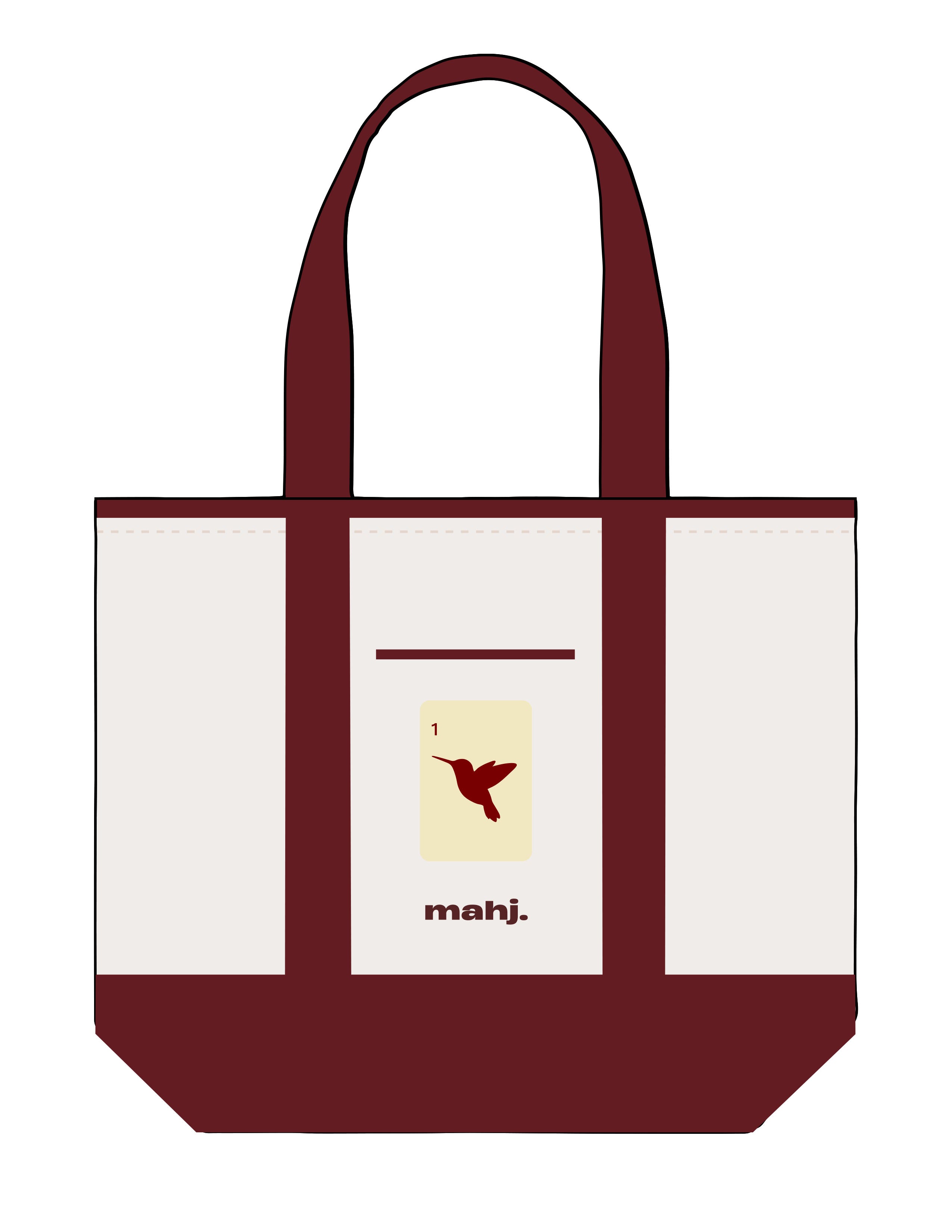 The Contrast Tote Bag - Natural / Maroon - Barnes. The Label - Center Body - Printed - Full Color
