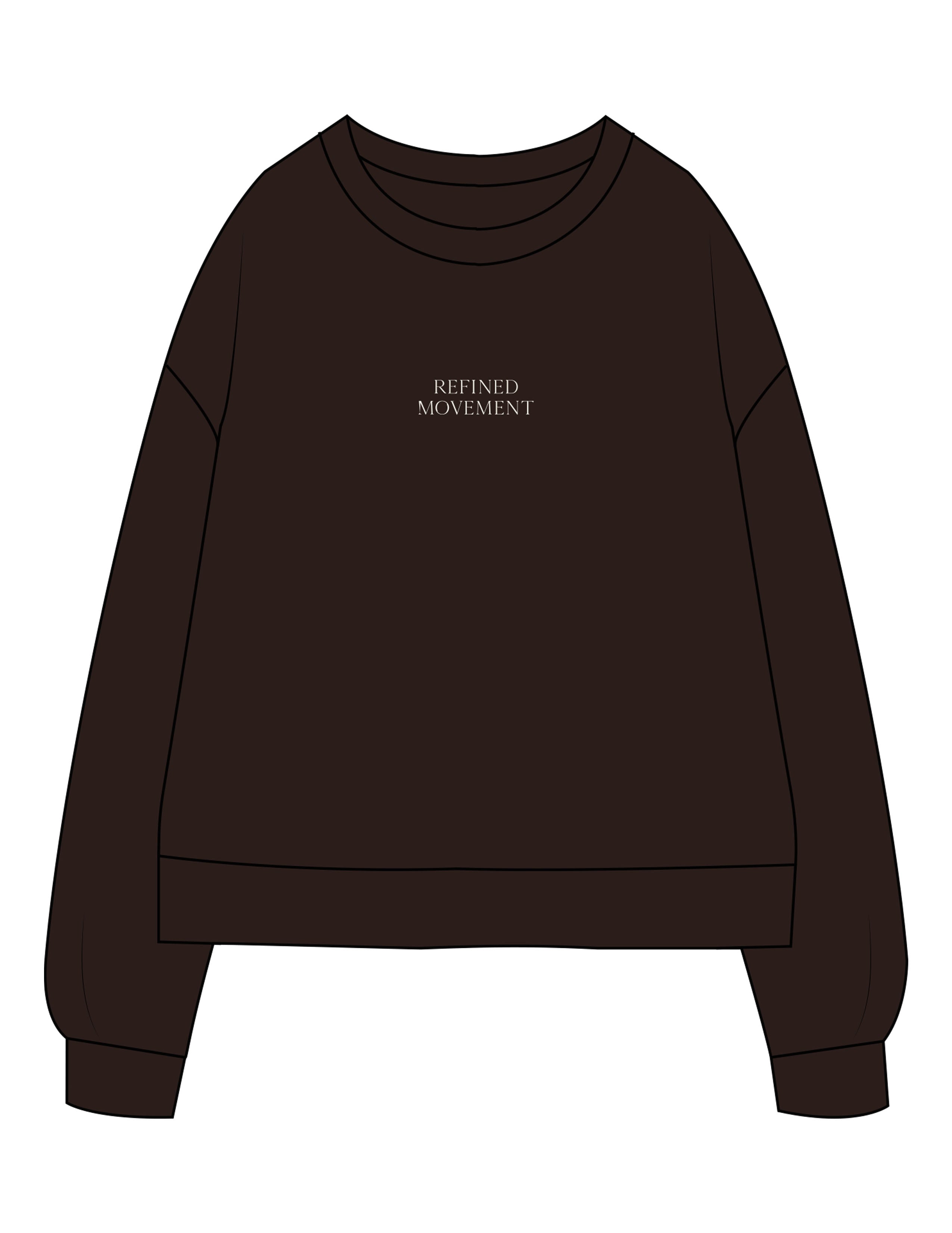 The Recycled Unisex Crewneck - Brown - Refined Movement - Center Chest Stacked - Embroidered - Off White