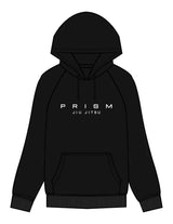 The Mens Classic Hoodie - Black - Prism Jiu Jitsu - Center Chest & Back Stacked - Printed - White