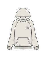 The Mens Hoodie - Washed Bone - Onyx Fit - Left Chest & Front Pocket - Back Stacked - Printed - Black