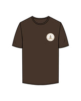 The Mens Tee - Chocolate - Village Yoga - Center Chest Circular & Center Back Stacked - Printed - Full Color