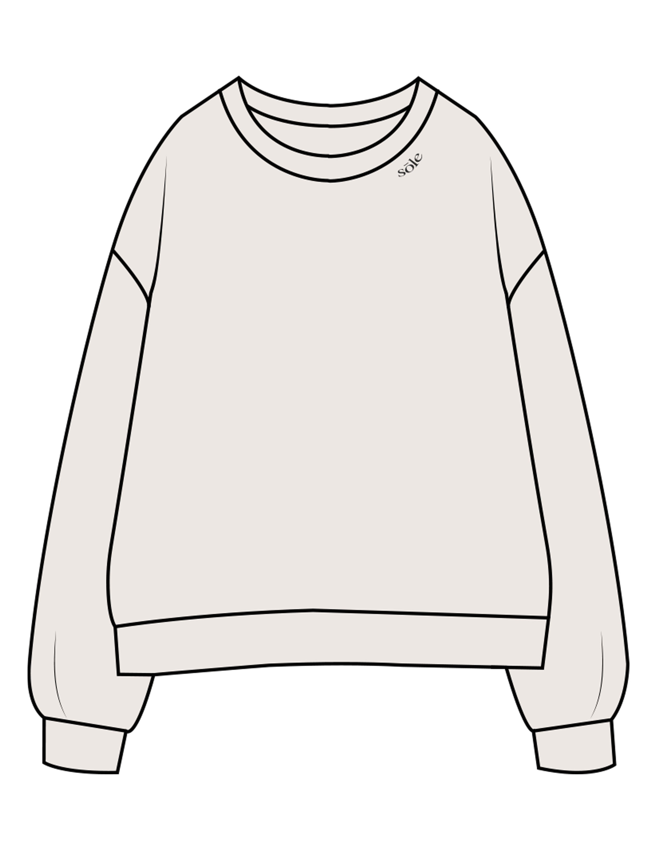 The Womens Crewneck - Bone - Sōle - Front Neckline - Embroidered - Charcoal