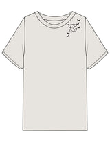 The Womens Heavyweight Tee - Washed Bone - Evolve Collective - Upper Left Shoulder & Back Stacked - Printed - Full Color