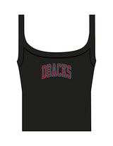 The Micro Rib Strappy Crop Tank - Black - DBACKS - Center Chest "DBACKS" - Printed - Full Color